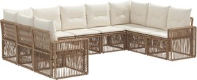 vidaXL Σετ Καναπέ Κήπου 9 pcs Μπεζ και Κρέμ συνθετικό ρατάν