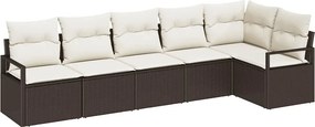 vidaXL Σετ Καναπέ Κήπου 6 pcs Καφέ και Λευκό συνθετικό ρατάν