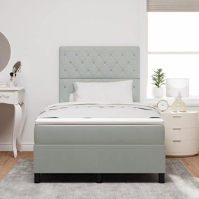 vidaXL κρεβάτι box spring  με στρώμα και LED Φωτισμός Γκρι 120x190 εκ Βελούδο