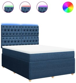 vidaXL Κρεβάτι Boxspring με Στρώμα Μπλε 160x200 εκ. Υφασμάτινο