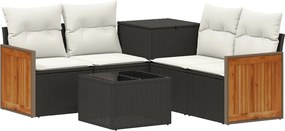 vidaXL Σετ Καναπέ 6 τμχ. Μαύρο και Κρεμ Λευκό 55 x 55 x 37 εκ