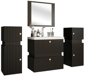 Σετ μπάνιου Hartford K105, 120x35cm, Μαύρο, Πλαστικοποιημένη μοριοσανίδα, Ινοσανίδες μέσης πυκνότητας, Καθρέφτης, Ξεχωριστά μέρη | Epipla1.gr