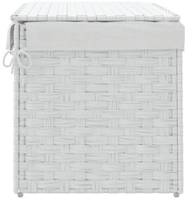 vidaXL Καλάθι Πλυντηρίου με Καπάκι Λευκό 55,5 x 35 x 34εκ. Συνθ. Ρατάν