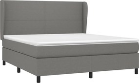 vidaXL Κρεβάτι Boxspring με Στρώμα Σκούρο Γκρι 180x200 εκ Υφασμάτιν