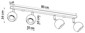 Sollux Φωτιστικό οροφής Oculare 4,ατσάλι,4xGU10/40w