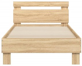 vidaXL Πλαίσιο Κρεβατιού με Κεφαλάρι/LED Sonoma δρυς 90x200 εκ.