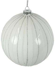 Χριστουγεννιάτικη Μπάλα Ριγέ 013.811524 Φ10cm White