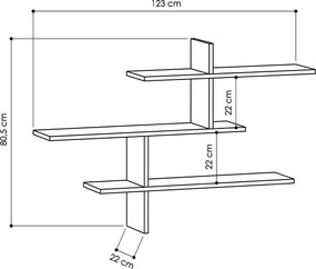 Ραφιέρα τοίχου Leo Megapap χρώμα λευκό 123x22x80εκ.