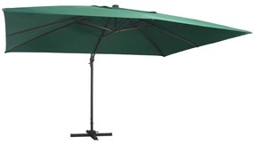 Ομπρέλα Κρεμαστή Πράσινη 400x300 εκ. Ιστός Αλουμινίου + LED