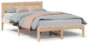 vidaXL Σκελετός Κρεβατιού Καφέ 140 x 190 cm Μασίφ ξύλο πεύκου