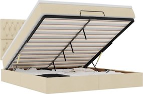 vidaXL Οθωμανικό Κρεβάτι με Στρώμα Κρέμα 160x200cm Ύφασμα