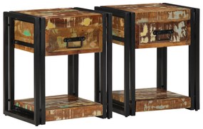 vidaXL Κομοδίνα 2 τεμ 40x35x50 εκ Μασίφ Ξύλο Ανακυκλωμένο