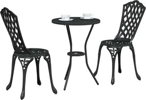 vidaXL Σετ Μπιστρό Κήπου 3 pcs Μαύρο Αλουμίνιο