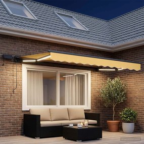 VidaXL Χειροκίνητη τέντα με ηλιακό LED 4,5 x 3,5 m Άμμος