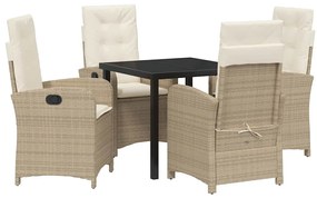 vidaXL Σέτ φαγητού για κήπο 5 pcs Μπεζ συνθετικό ρατάν