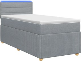 vidaXL Κρεβάτι box spring με στρώμα Ανοιχτό γκρι 90 x 200 cm Ύφασμα
