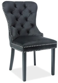 80-1475 Επενδυμένη καρέκλα τραπεζαρίας August 56x46x98 ξύλινα μαύρα πόδια/μαύρο βελούδο bluvel 19 DIOMMI AUGUSTVCC19, 1 Τεμάχιο