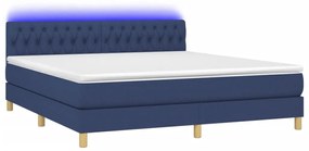 vidaXL Κρεβάτι Boxspring με Στρώμα &amp; LED Μπλε 160x200 εκ. Υφασμάτινο