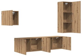 vidaXL Ντουλάπι TV Επιτοίχιο 4 pcs Artisan Oak Επεξεργασμένο ξύλο
