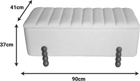 Σκαμπό μπαούλο Daph Inart σετ 2 τεμ βελούδο σε μπεζ και λευκή απόχρωση