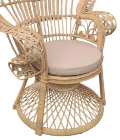 Πολυθρόνα Dorothy Inart με μπεζ μαξιλάρι-φυσικό rattan 115x57x150εκ 115x57x150 εκ.