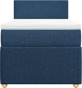 vidaXL Κρεβάτι Boxspring με Στρώμα Μπλε 90x200 εκ.Υφασμάτινο