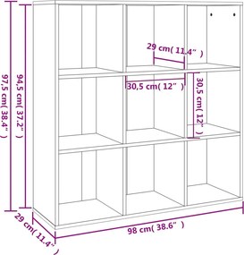 vidaXL Βιβλιοθήκη Γκρι Sonoma 98 x 29 x 97,5 εκ.