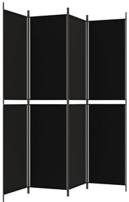 Διαχωριστικό Δωματίου με 4 Πάνελ Μαύρο 200 x 220 εκ. Υφασμάτινο - Μαύρο