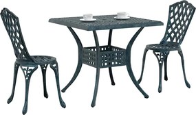 vidaXL Σερβίτσιο τραπεζιού κήπου 3 pcs Πράσινο Χυτό αλουμίνιο