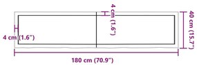 Πάγκος Μπάνιου Αν. Καφέ 180x40x(2-4) εκ. Επεξεργ. Μασίφ Ξύλο - Καφέ