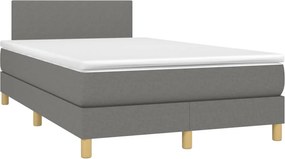 vidaXL Κρεβάτι Boxspring με Στρώμα Σκούρο Γκρι 120x200 εκ. Υφασμάτινο