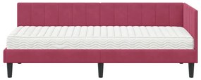vidaXL Κρεβάτι Γωνίας με στρώμα Μπορντό 80 x 200 cm Βελούδο