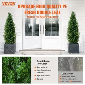 VEVOR 2 Pack 4' Artificial Cedar Topiary Tree Faux Plant UV Decor In/Outdoor