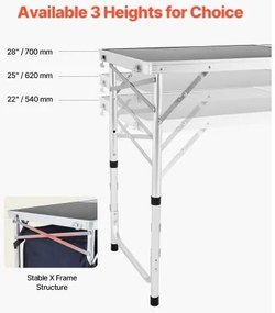 VEVOR Camping Kitchen Table Folding Portable Cook Station 3 Adjustable Heights
