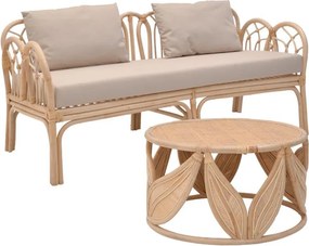 Σαλόνι Ytrone-Siderty σετ 2τεμ rattan σε φυσική απόχρωση 80x80x45 εκ.