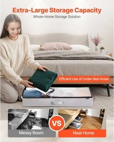 VEVOR Under Bed Storage 45L Stackable Shoe Organization Box with Clear Lid 2Pack