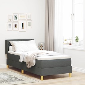 vidaXL Κρεβάτι Box Spring με Στρώμα - Γκρι Σκούρο, 80x200 εκ., Υφάσματα