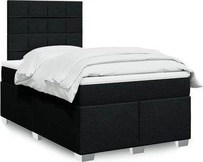 vidaXL Κρεβάτι Boxspring με Στρώμα Μαύρο 120x190 εκ. Υφασμάτινο