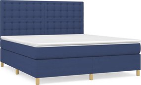 vidaXL Κρεβάτι Boxspring με Στρώμα Μπλε 160x200 εκ. Υφασμάτινο