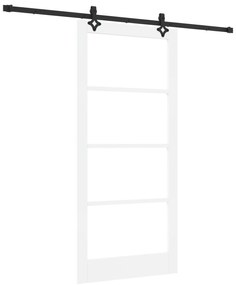 vidaXL Συρόμενη Πόρτα  με Σετ Υλικών Λευκό 93x202 εκ. Συμπαγές Ξύλο Πεύκου