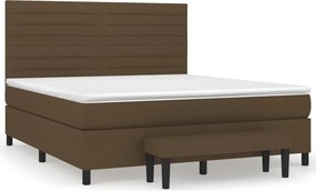vidaXL Κρεβάτι Boxspring με Στρώμα Σκούρο Καφέ 160x200 εκ Υφασμάτινο