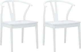 vidaXL Καρέκλα τραπεζαρίας 2 pcs Λευκό και Λευκό Στερεό Ξύλο Ραβέντι