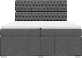 vidaXL Κρεβάτι Boxspring με Στρώμα Σκούρο Γκρι 200x200 εκ. Υφασμάτινο