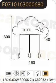 Διακοσμητικό Τοίχου Με Led Aca Holma F07101630 Cloud