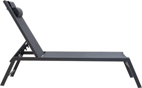 Ξαπλώστρα Kiara pakoworld αλουμίνιο-textilene ανθρακί στοιβαζόμενη