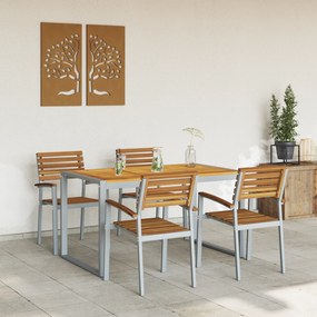 vidaXL 5 Τεμαχίων Τραπεζαρία Ξύλο Ακακίας και Μέταλλο