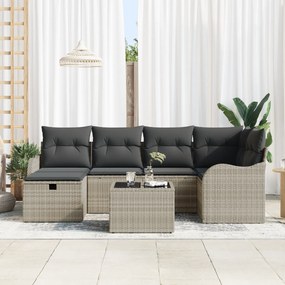 vidaXL Σετ Καναπέ Κήπου 7 τεμαχίων με Μαξιλάρια Ανοιχτό Γκρι Πολυρατάν