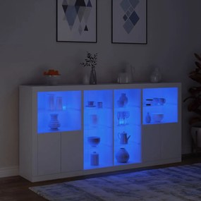 vidaXL Μπουφές με Φώτα LED Λευκός 202 x 37 x 100 εκ.