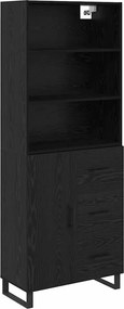 vidaXL Highboard με συρτάρι 2 pcs Μαύρη Οξυά Επεξεργασμένο ξύλο