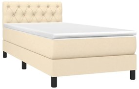 Κρεβάτι Boxspring με Στρώμα &amp; LED Κρεμ 80x200 εκ. Υφασμάτινο - Κρεμ